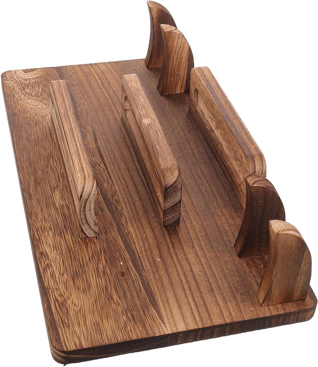 Houten Wandrek - Pingpong Organizer - Tafeltennis Opslag - 4 Niveaus - 42x22x10 cm - Bruin