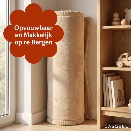 CASABEL Baby speelmat van fluweel in crèmewit 150×180 cm, dik en zacht, schuim, antislip onderkant — afbeelding 5