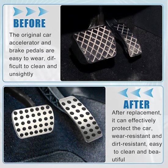 Pedaal Covers Set - Auto Interieur - Verbeterde Grip - Duurzaam Metaal Rubber - 4 Stuks - Zilver Zwart — afbeelding 2