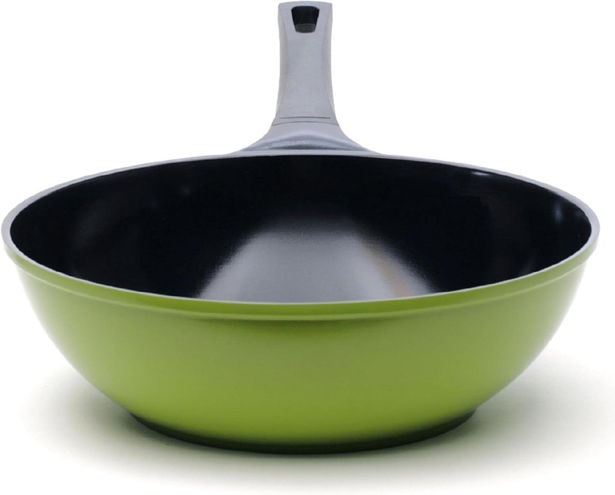 Keramische Wok - Koekenpan - Gezond Koken - 100% Anti-aanbak - 30 cm - Groen