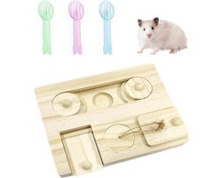 Hamster Houten Feeder - Voedsel Dispenser - Interactief Voeren - Natuurlijke Omgeving - 1 Feeder 3 Schoppen - Logkleur
