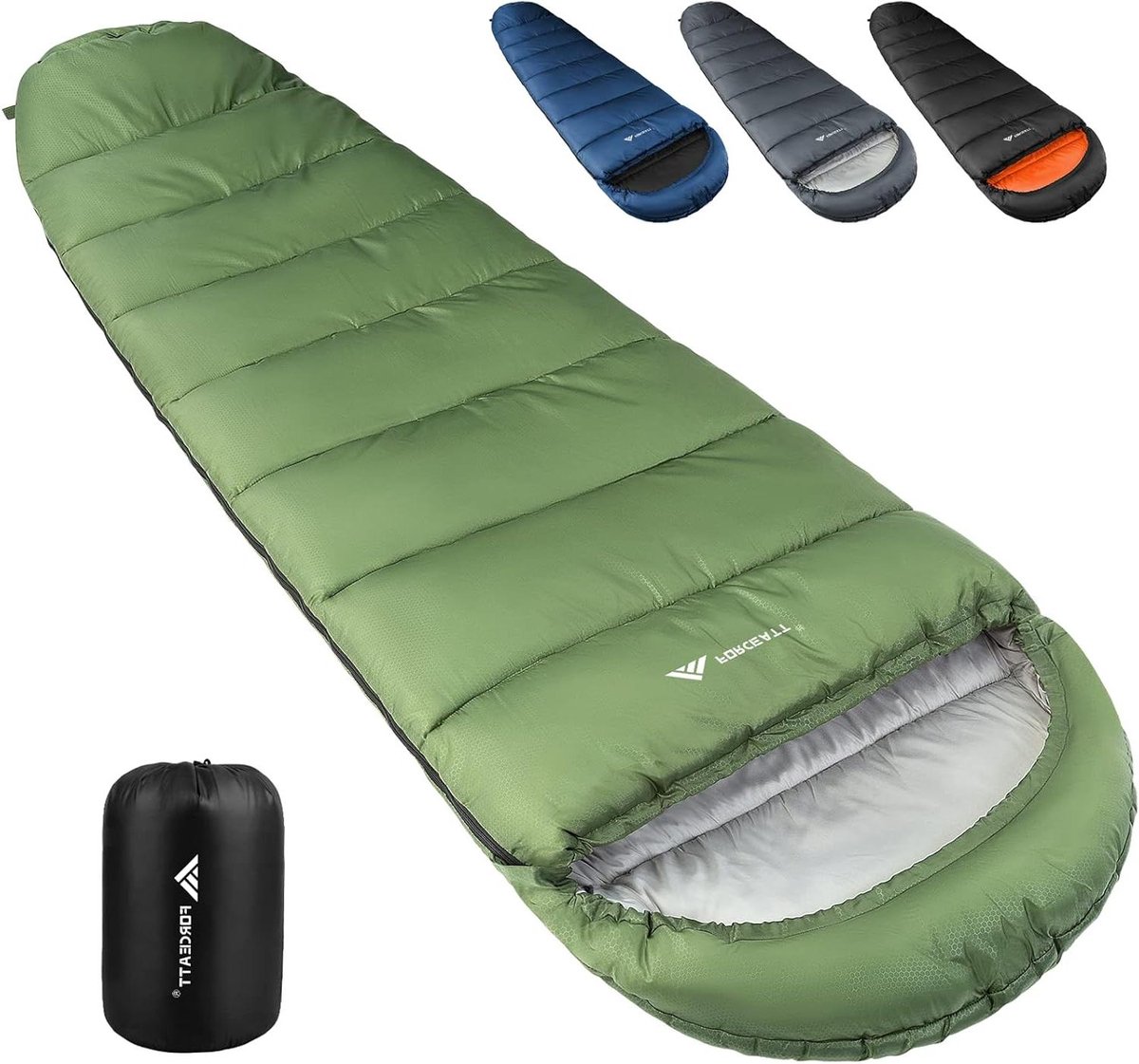Mummieslaapzak - Outdoor slaapzak - Kamperen en reizen - Waterafstotend en ultralicht - 210 x 80 cm - Zomer groen