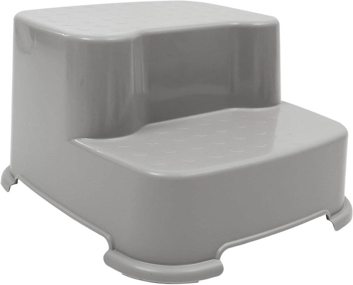Dubbele Stappen Kruk - Kinderkrukje Opstapje - Zelfstandig Zitten - Antislip Voetjes - 34.7x31.3x21 cm - Rood