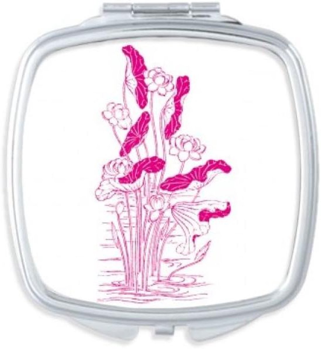 Zakspiegel Lotus - Make-up Spiegel - Make-up Aanbrengen - Dubbele Glazen Spiegels - 6cm x 6cm - Veelkleurig