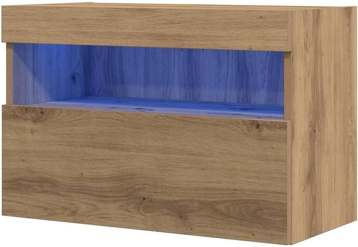 TV Wandkast - Wandmeubel TV Kast - Woonkamer Opbergen - Met LED Verlichting - 60 x 30 x 40 cm