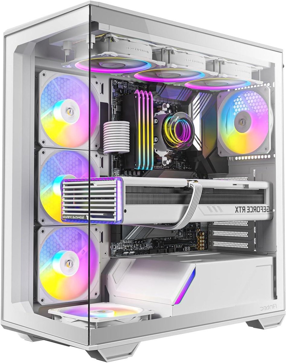 Computer Behuizing - Mid Tower Case - PC Bouwen - Naadloos Glas - 360mm Radiator - Wit