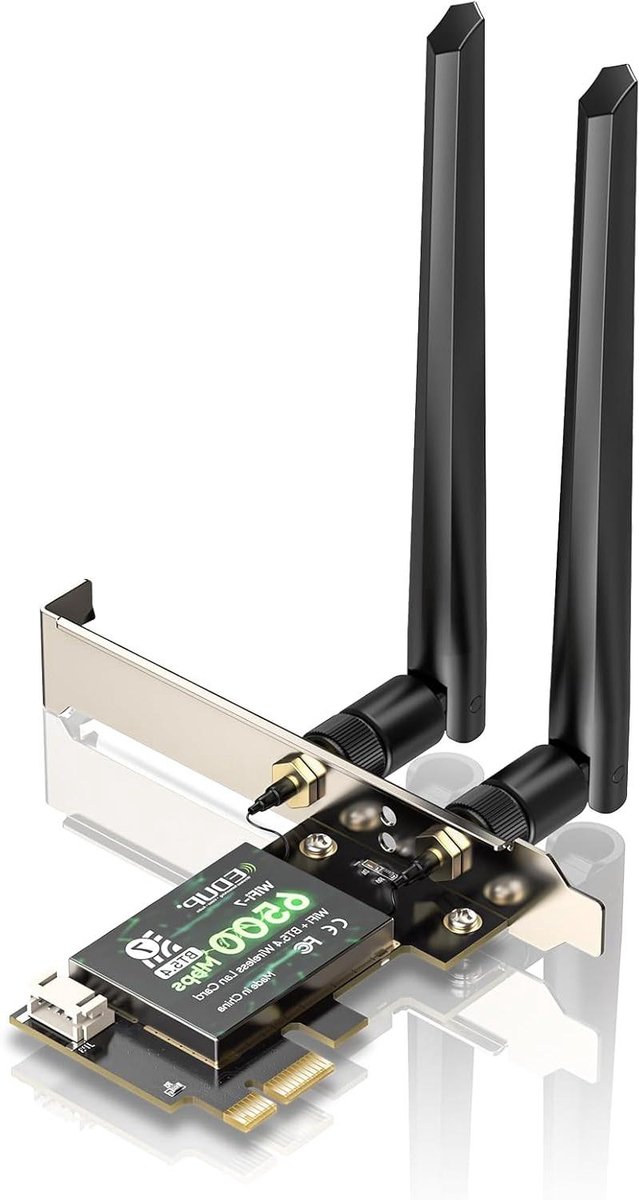 Draadloze Netwerkkaart - WiFi Adapter - Online Gaming - WiFi 7 Tri-Band - 6500 Mbps - Zwart