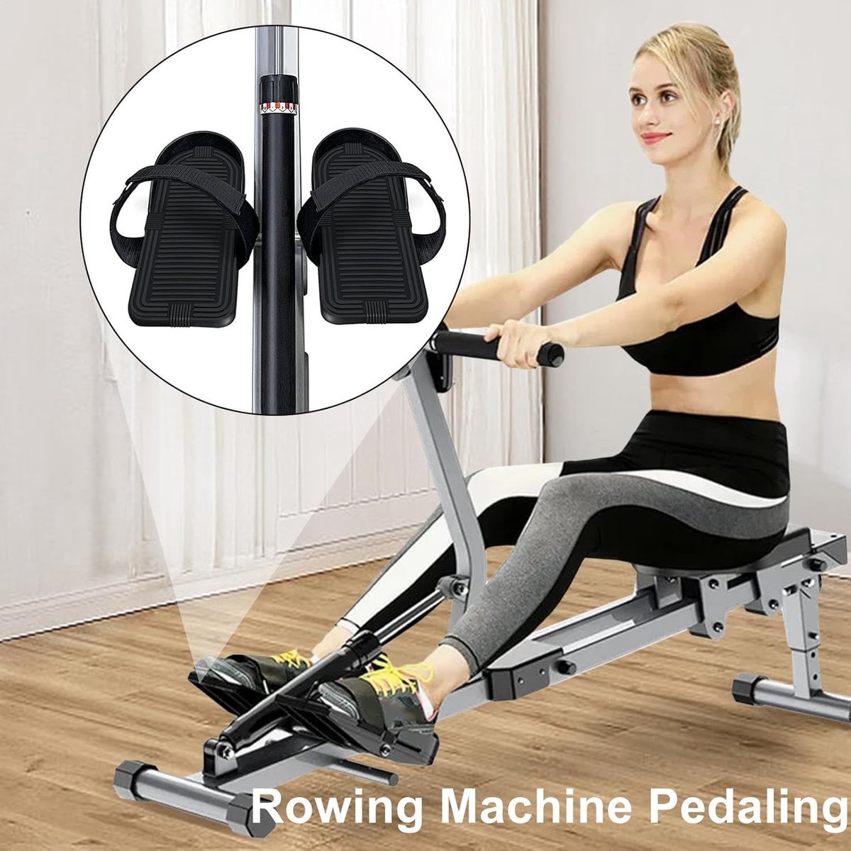 Roeimachine Pedaal - Trainer Pedaal - Fitness Training - Verbeterde Stabiliteit - 14 mm Gat Diameter - Zwart
