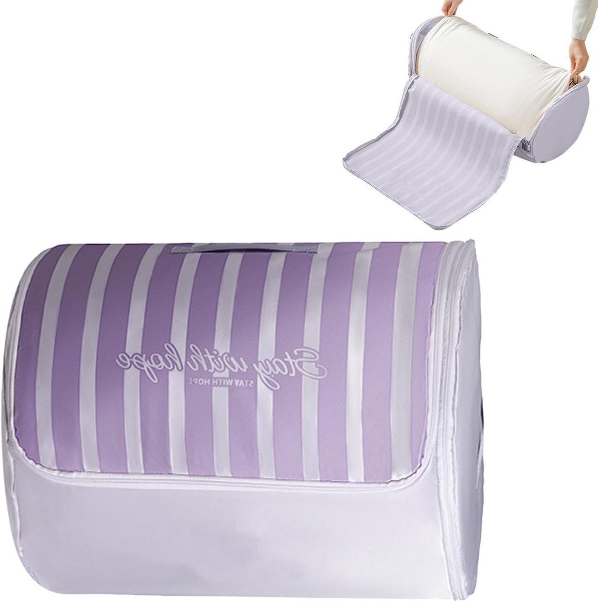 Dekbed opbergtas - Opbergzak - Ruimte Optimaliseren - Rolbare Compressie - 20x30x3 cm - Violet