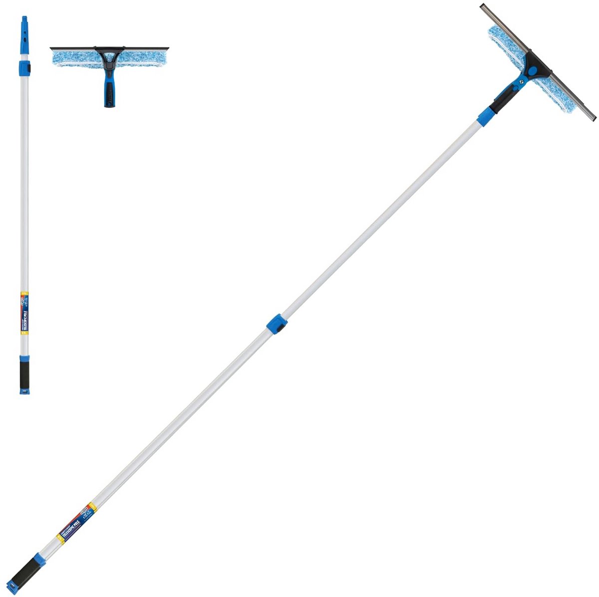 Professionele 2-in-1 Raamwisser Schuimrubber en Microvezel met Telescoopsteel