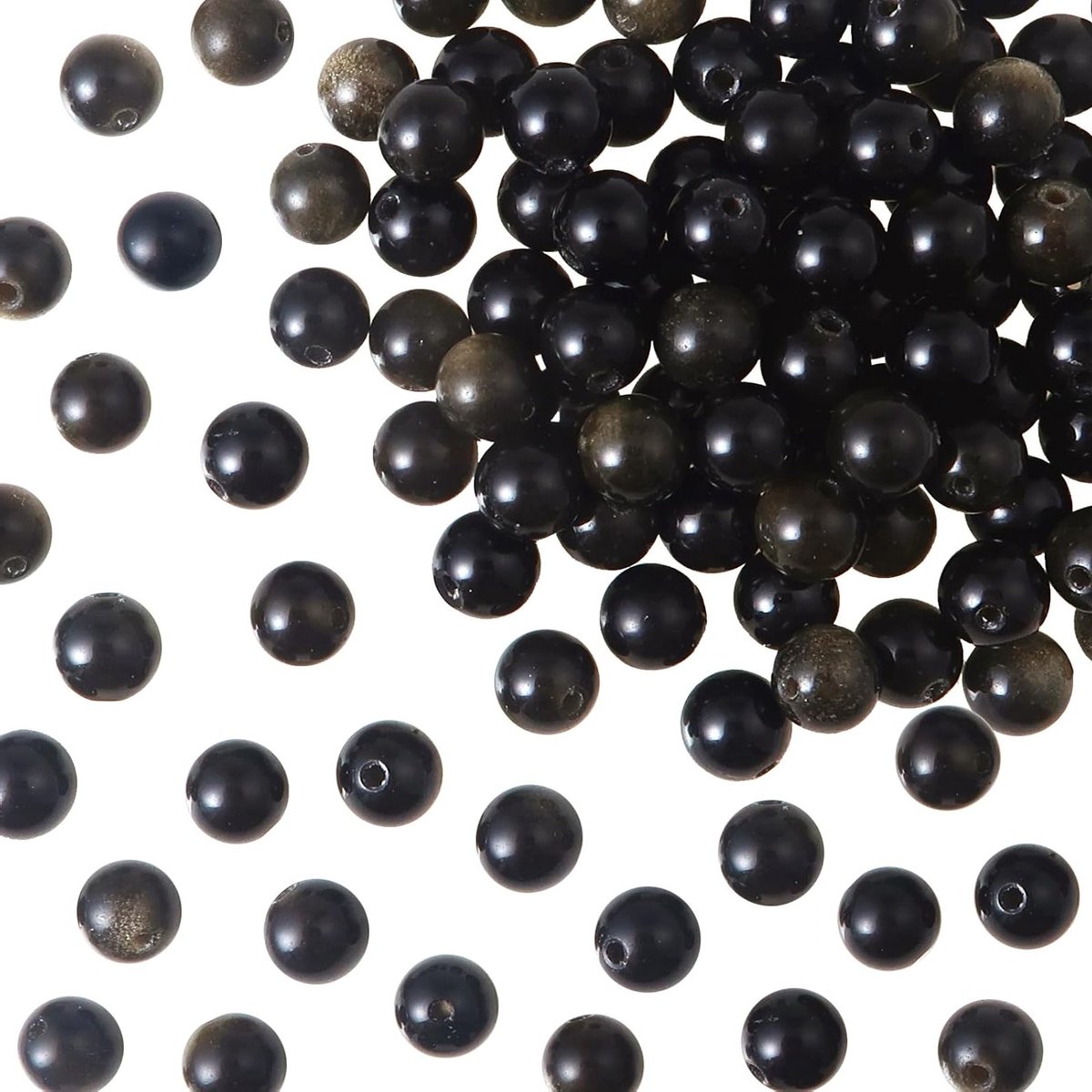 100 Stuks 6mm Natuurlijke Gouden Obsidiaan Kralen - Ronde Losse Kralen met Gat voor Sieraden, Handgemaakte Armbanden en Kettingen