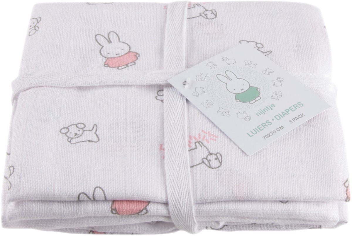 Briljant Baby Hydrofiel Doeken Nijntje - Luiers - 70x70 cm - Roze