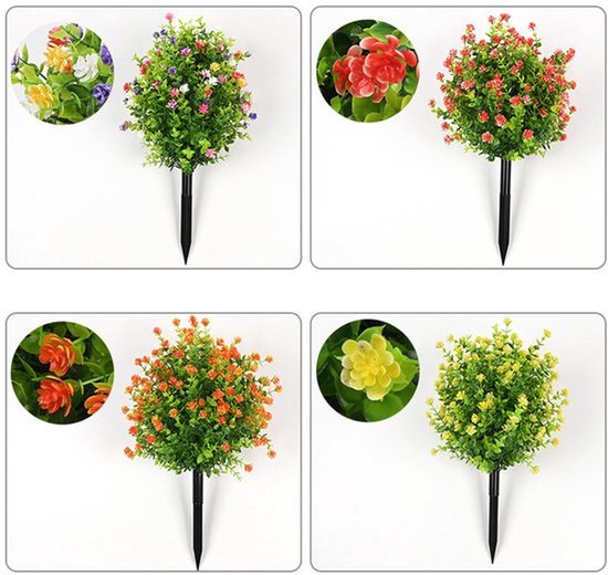 HBell 10 stuks kunstbloemen buitendecoraties, groen struiken planten kunstmatige plastic bloemen UV-bestendig geen vervagen nepbloemen binnen buiten hangende planten huis tuin veranda decor (multi