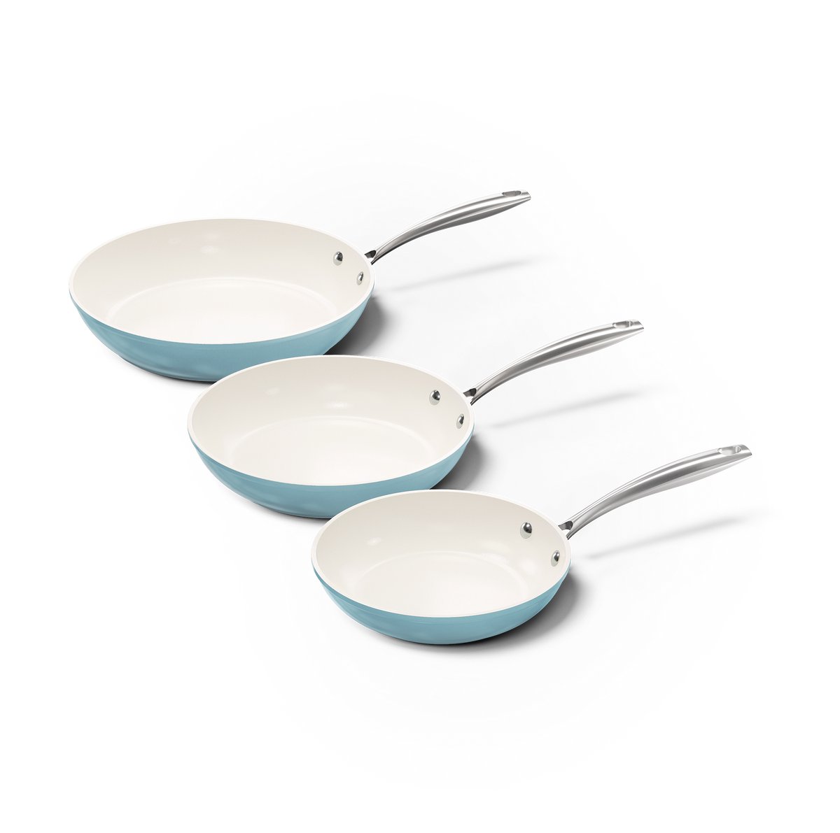 Cook & Pan - Go Blue Koekenpannenset 3-delig - PFAS vrij - Inductie Keramisch - Non stick - 7 jaar garantie - Blauw