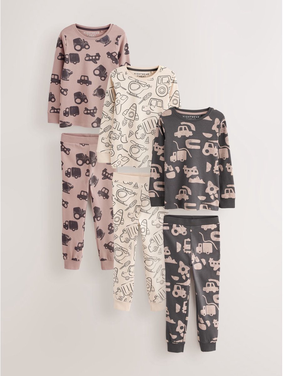 Next - Jongens - Mini Knusse Pyjama's 3 Set - Grijs