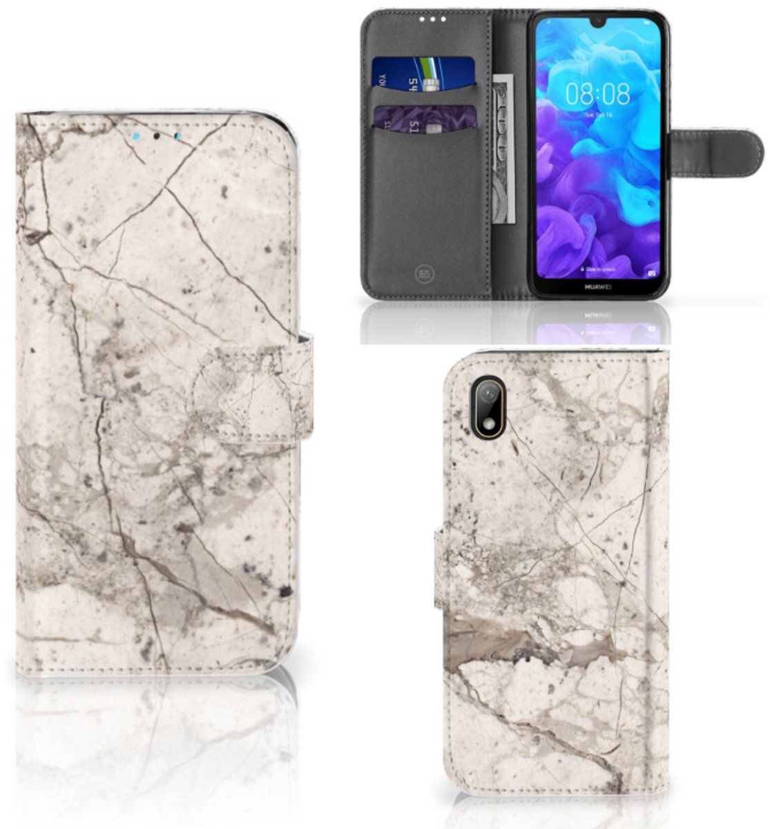 Huawei Y5 (2019) Bookcase Marmer Beige