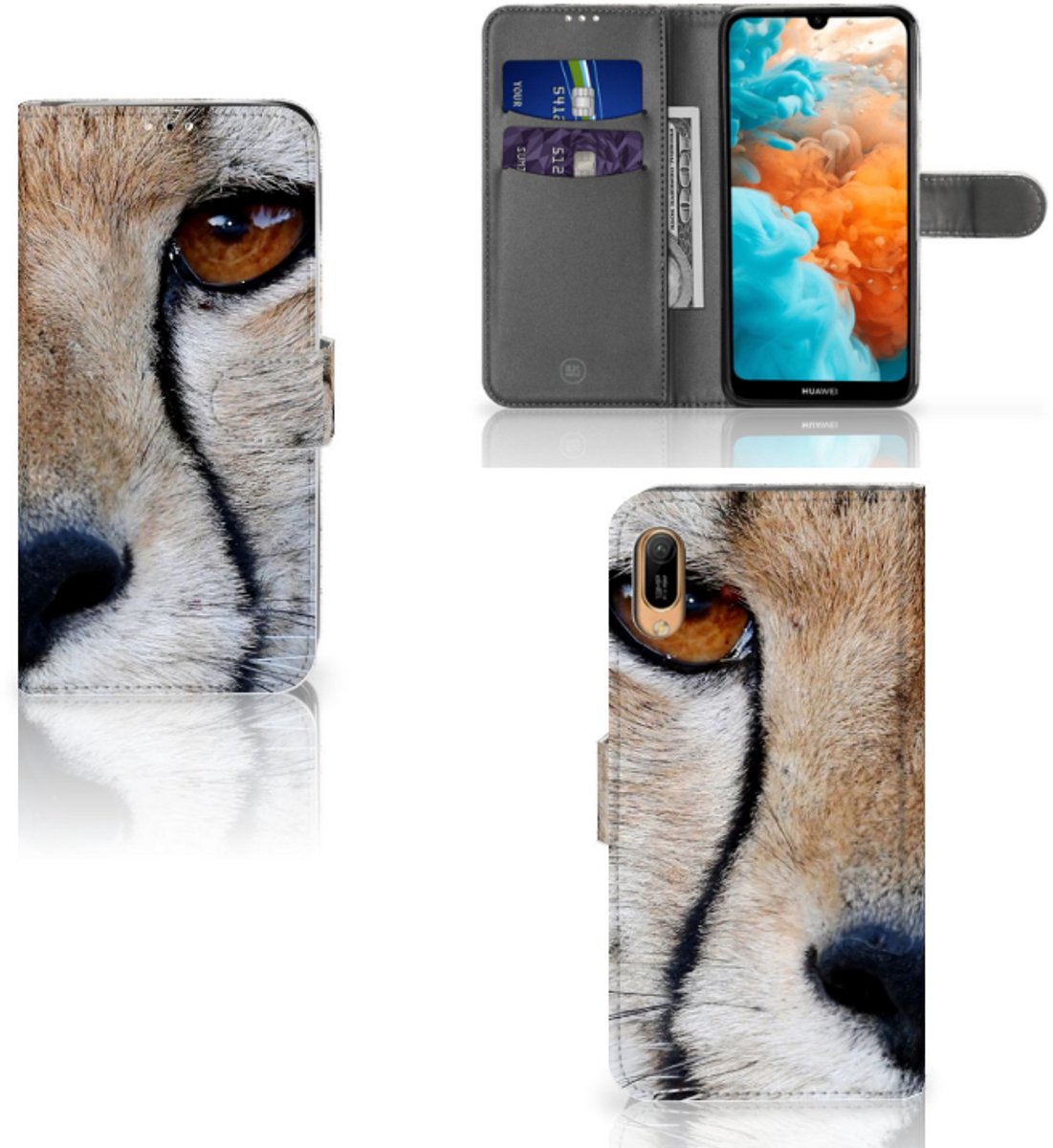 Huawei Y6 (2019) Telefoonhoesje met Pasjes Cheetah