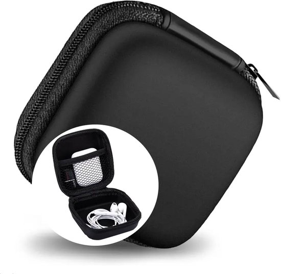 Universeel Hoesje voor Oordopjes | Tasje | Pouch | Reistas | Etui | Past in broekzak | Geschikt voor AirPods, Buds, draadloze en bedrade oortjes | Kabel Hoesje | Zwart