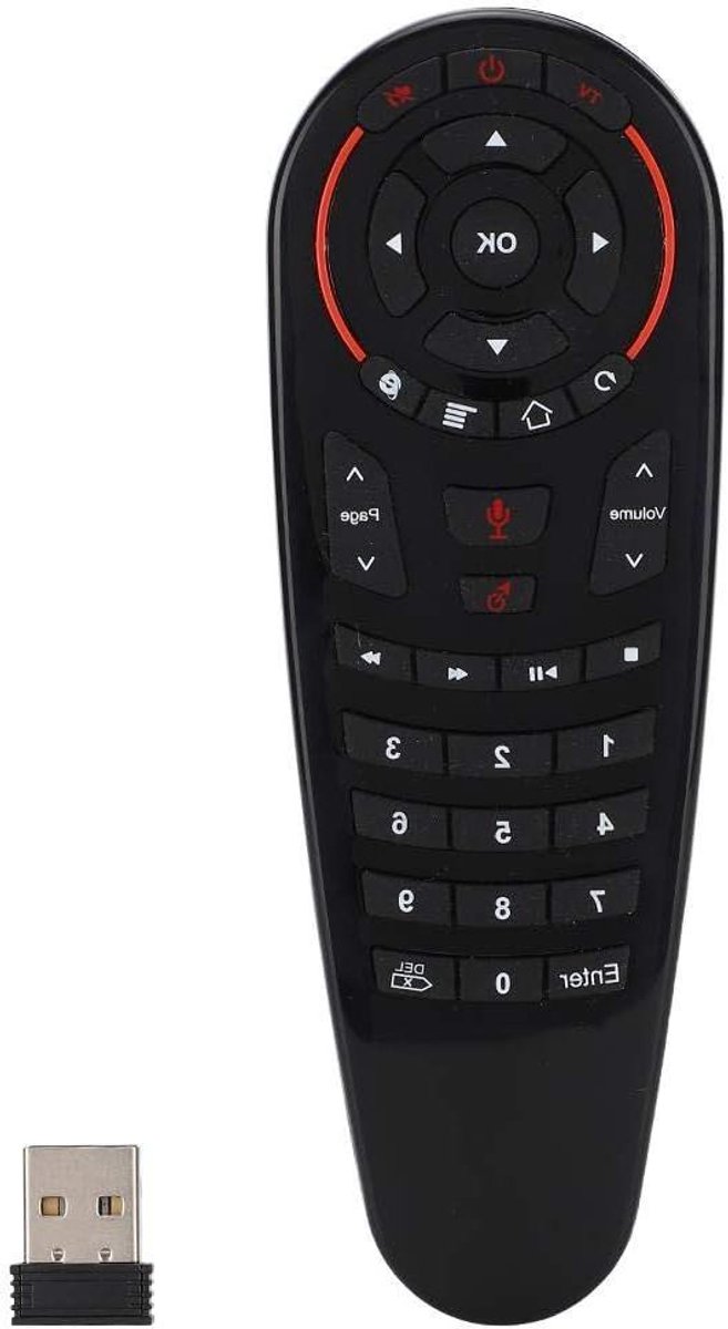 Voice Remote Controller - Air Mouse Afstandsbediening - TV Zenders Zoeken - 6-Assige Gyroscoop Sensor - 10 Meter Bereik - Zwart