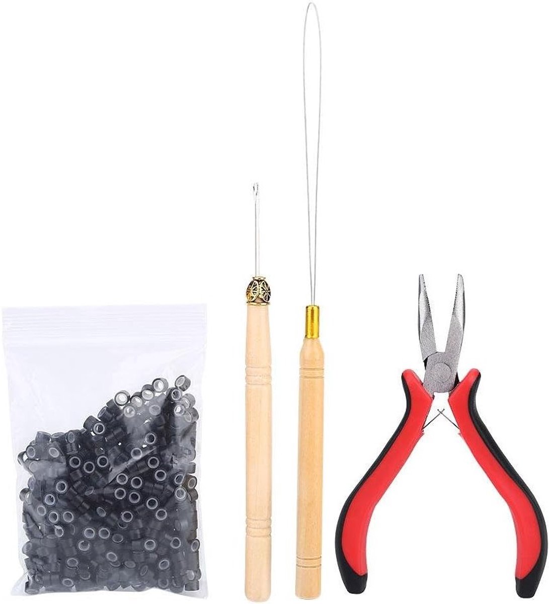 Complete Microring Set voor Haarextensions - 500 Micro Ringen, Naalden en Tang - Accessoires voor Professionele Haarverlenging
