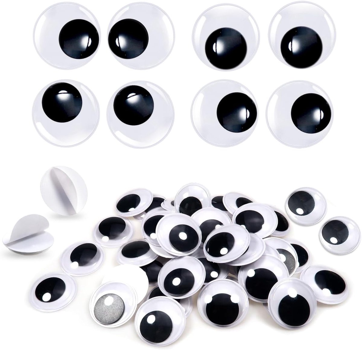 40 Stuks Zelfklevende Wedge Ogen Rond Zwart Wit 30mm Googly Ogen voor Scrapbooking en Knutselprojecten