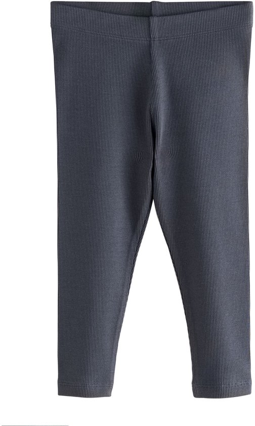 Donkergrijze geribbelde legging.