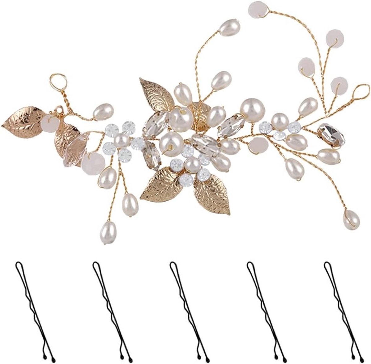 Bloemrijke Haarband Accessoires - Bruids Haarband voor Bruidsmeisjes, Haarclip met Parel en Strass, Elegante Haarversiering voor Vrouwen en Meisjes