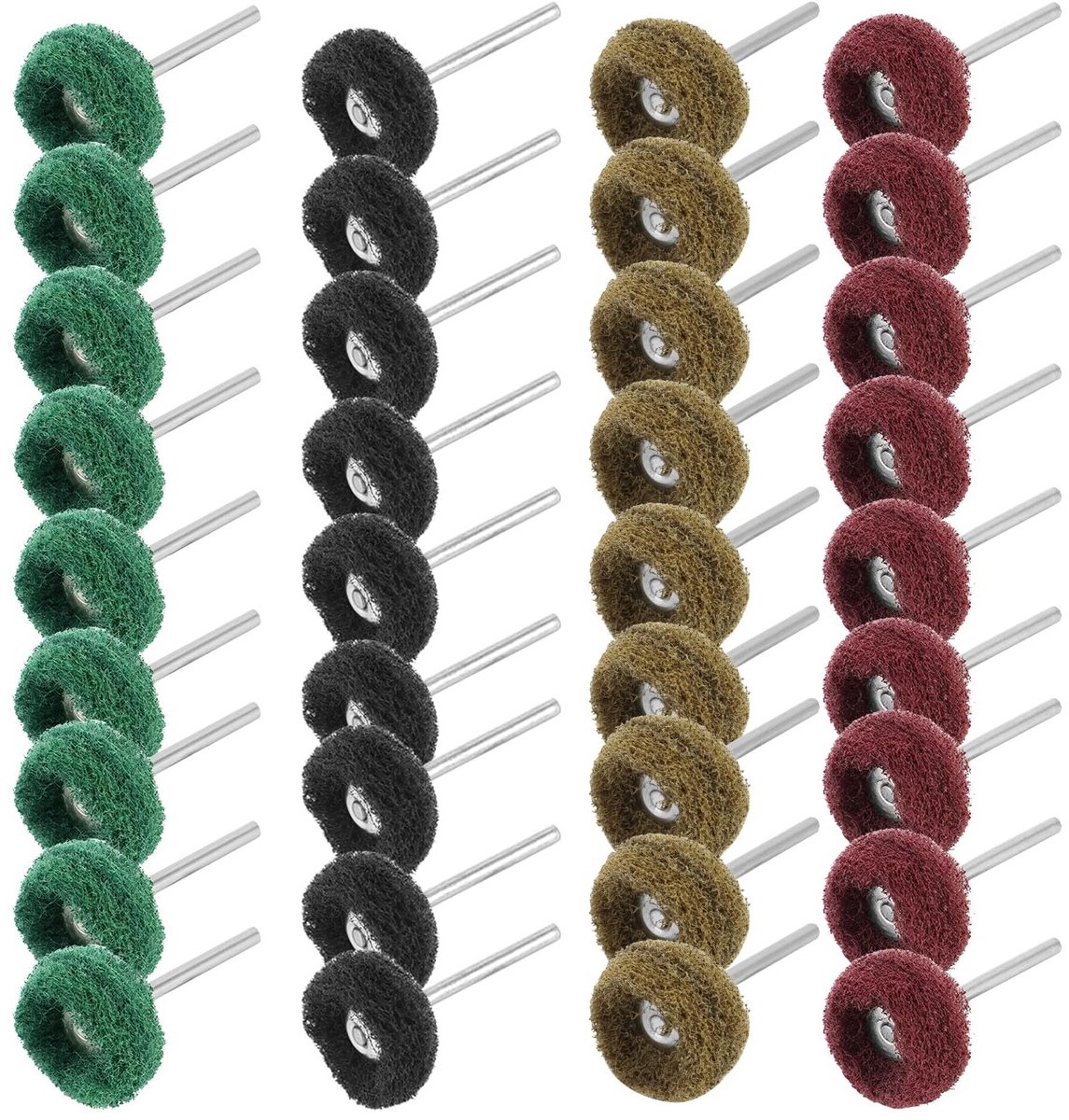 Set van 40 schuur- en polijstschijven van 25 mm met 3 mm as voor draaigereedschap, perfect voor houtbewerking en metaalbewerking