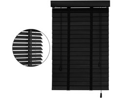 Houten Jaloezieën - Lamellengordijnen Raambekleding - Privacy en Lichtregeling - 50mm Brede Lamellen - 120x180cm - Zwart