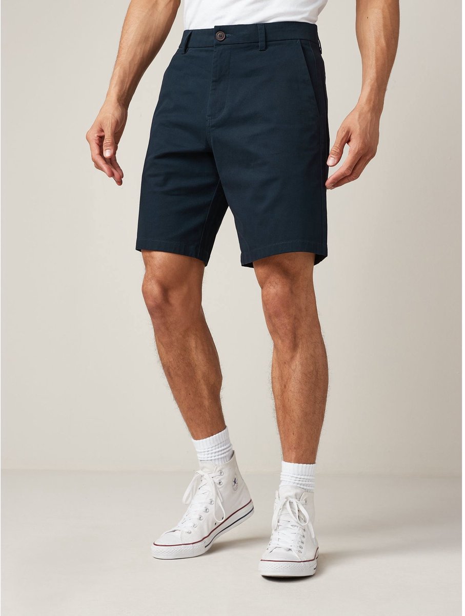 Next - Heren - Chinoshort met stretch en ruimvallende pasvorm - Blauw