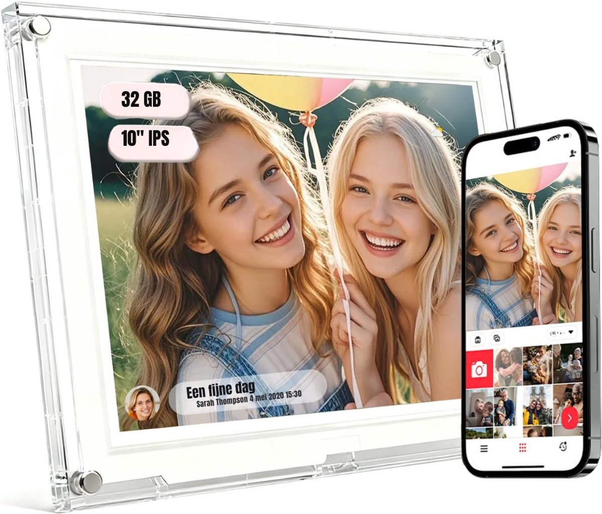 DYNA® Digitale Fotolijst met Wifi en Glazen Display - 10.1 inch - Digitale Fotokader - Digitaal fotolijstje - Full HD - Transparant - 28cm x 19cm x 5cm; 0.6 kg