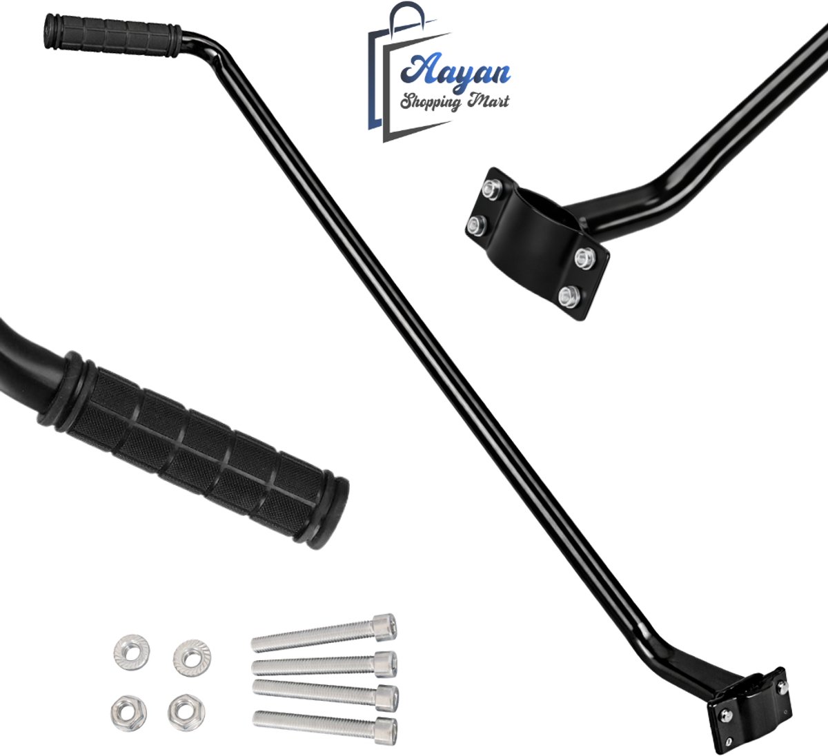 Fietshulp Stang voor Kinderen – Fiets Leer Handgreep met Beugel – Metaal – Universeel – Zwart – fiets leerhulp kind – fiets leerhulp kind– bike training handle – kinder fiets begeleiding – fiets accessoire kind – 90351