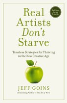 Boek 'Real Artists Don't Starve' met tekst en een groene appel met blad.