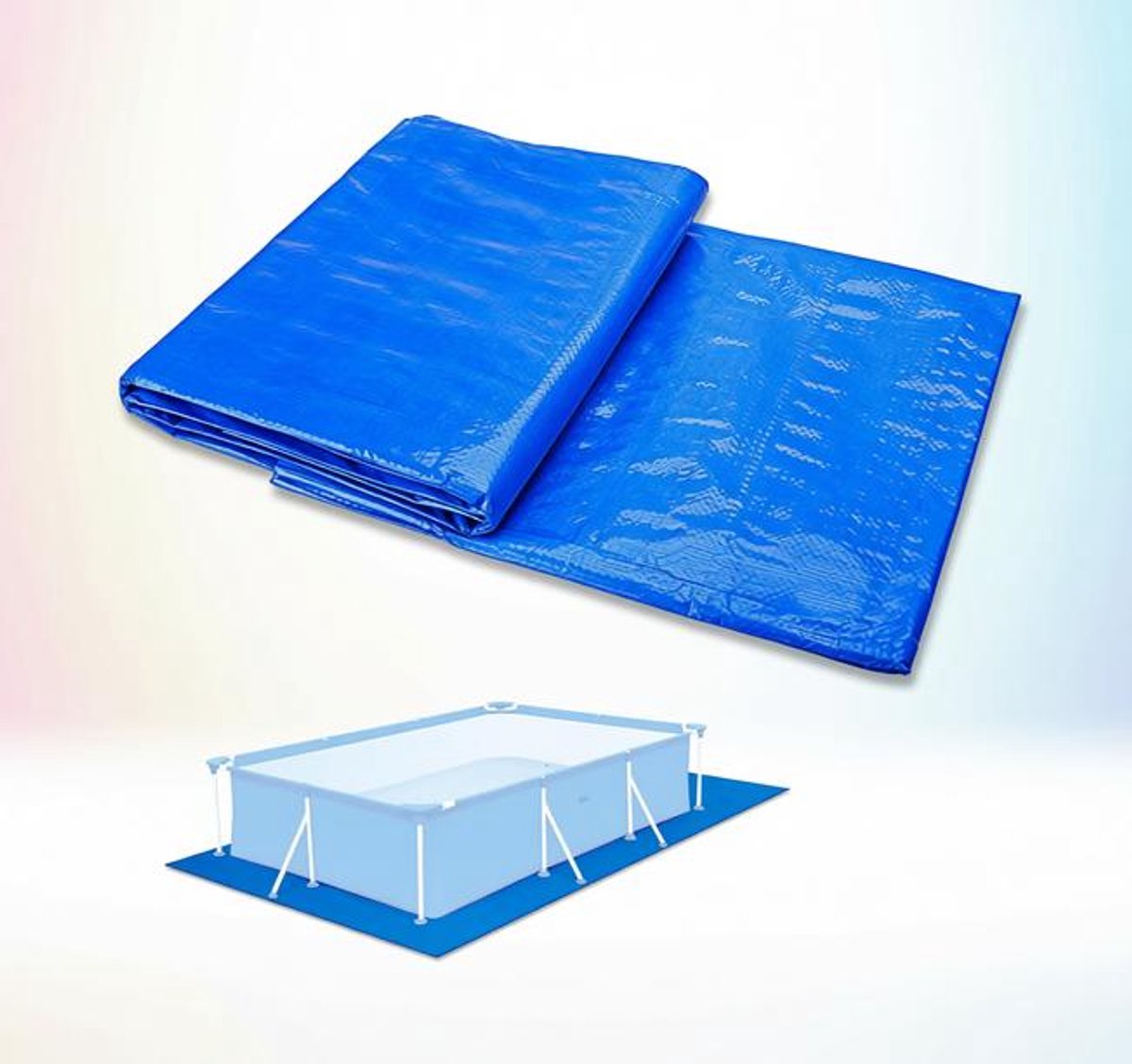 ElleMooi Waterdichte onderlegger voor opblaasbare zwembaden – Rechthoekig grondzeil 445 x 254 cm, blauw, vloerbescherming tegen stenen en wortels