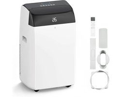 Mobiele airco 12000 BTU 4-in-1 – 45L/dag – Follow-me modus – 51 m² – Stil <53 dB – Slang inbegrepen – Zwarte deksel