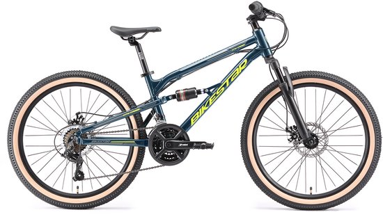 Bikestar 24 inch Alu MTB Fully, 21 speed, groen van Bikestar — afbeelding 2