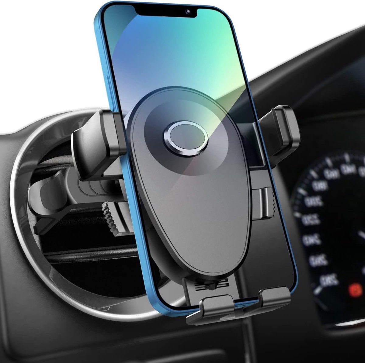 Ronde Autotelefoonhouder voor Ventilatierooster, Eenvoudige Eénhandige Bediening voor iPhone, Samsung en Huawei Smartphones
