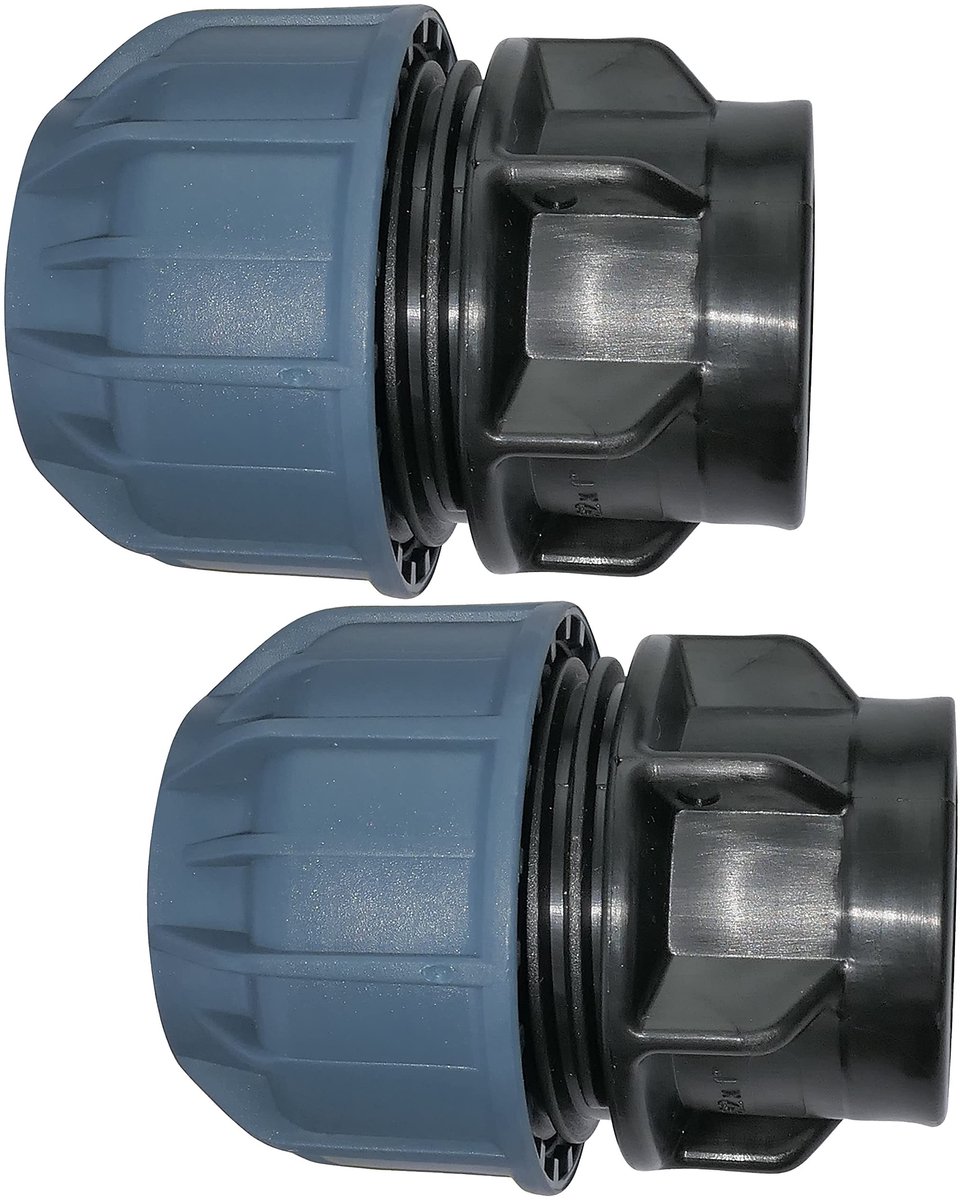 SMOAKEZ - Set van 2 Draadhulzen - Rechte Compressiereductie - 1 inch Binnendraadaansluiting - Ø32mm Buis - Polypropyleen - Verbindingselementen