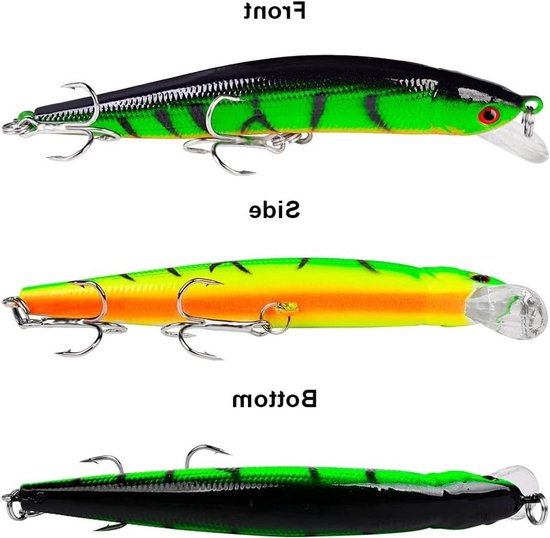 Store_8 - Vis aas - Hard minnow kunstaas - 10 stuks - Kleurrijk - Topwater swimbait - Geschikt voor zoetwater en zout water van Store 8 — afbeelding 4