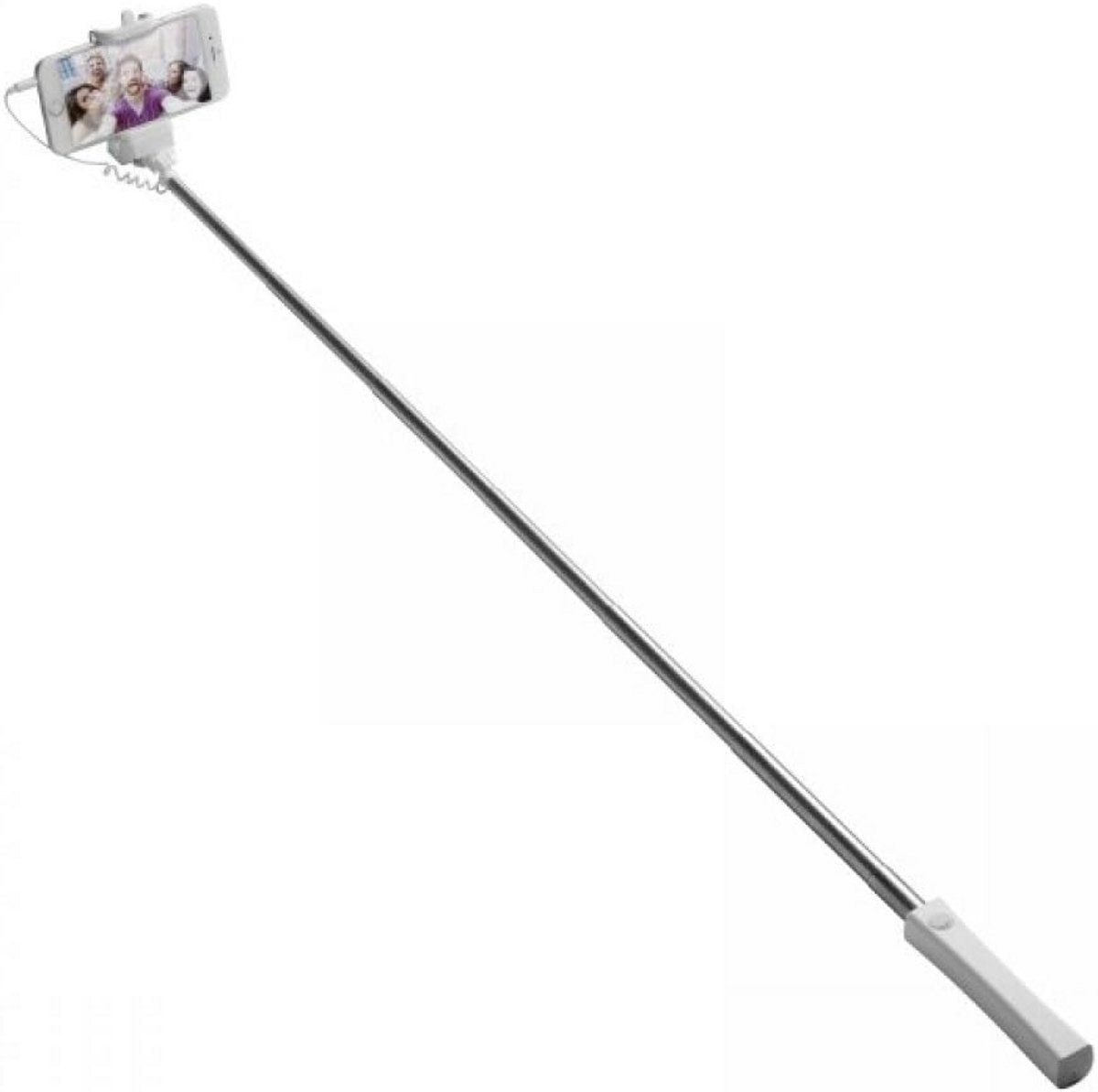 Selfiestick Smartphone - Fotostick Uitschuifbaar - Groepsfoto's Maken - Met Fotoknop - Tot 1 Meter - Wit
