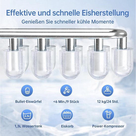 IJsblokjesmachine - IJsmaker - Snelle Koeling - Zelfreinigend Functie - 12kg Per Dag - Wit — afbeelding 3