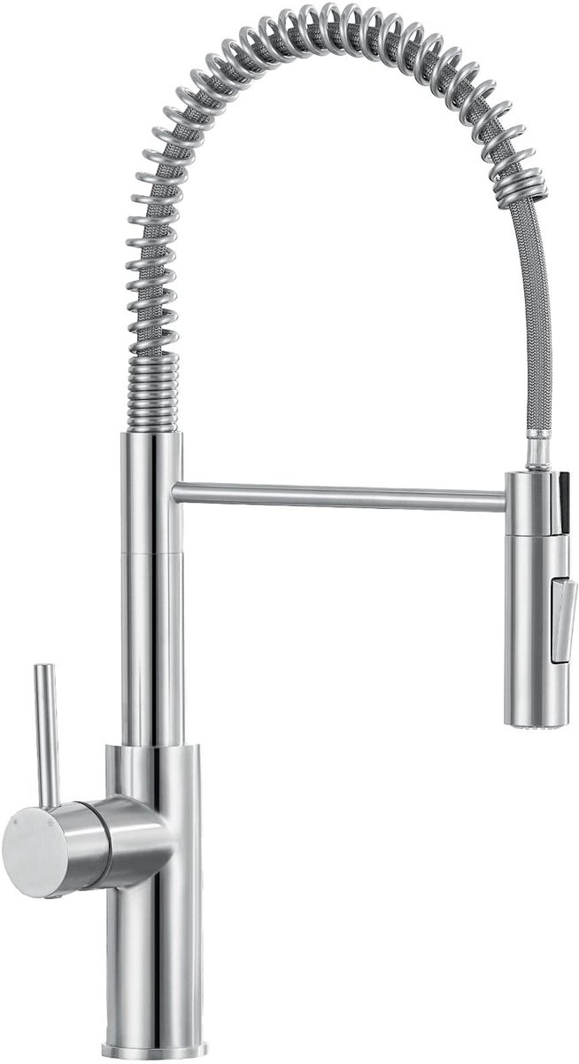 Dailygoods- Keukenkraan uittrekbaar 360° draaibaar - Mengkraan met sproeier - Hogedruk waterkraan - 2 waterstraalsoorten - Geschikt voor 33-38 mm montagegaten - Spiraalveer armatuur