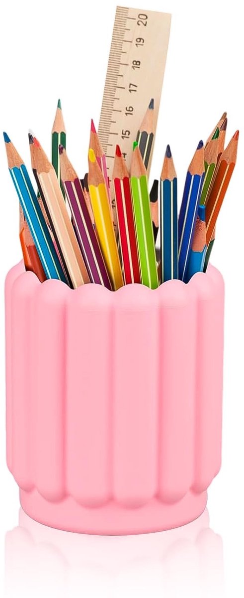 Dailygoods- Pennenhouder Geometrisch Design - Siliconen - Bureau Organizer - Roze - Opbergkoker - Comfortabel en Onderhoudsvriendelijk - Pennenbak