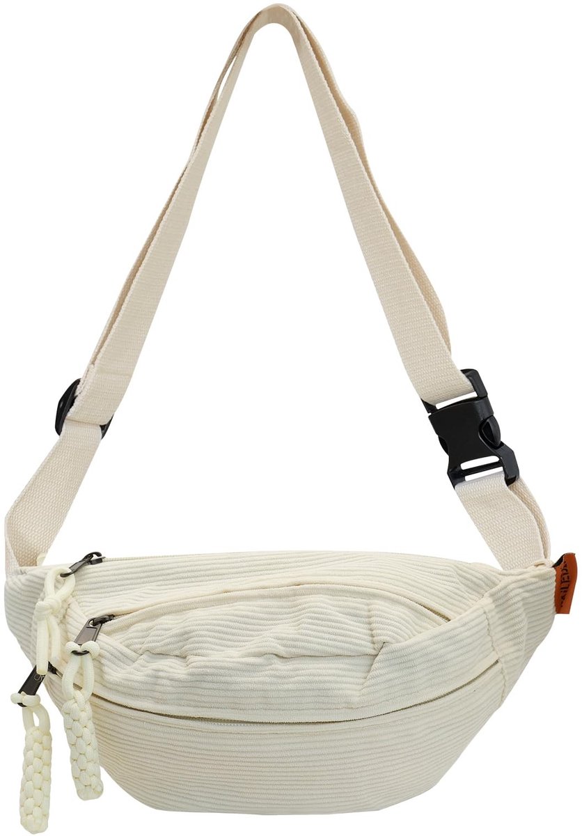 Dailygoods- Heuptas modieus - 3 zakken met ritssluiting - verstelbare riem - lichtgewicht heuptas - voor hardlopen - geribbeld fluweel - Heuptasjes