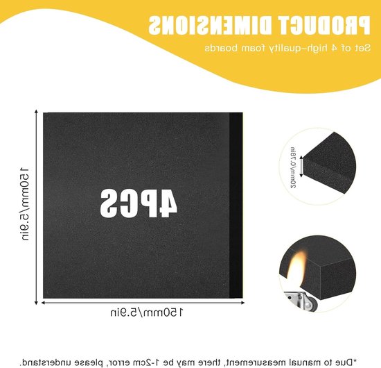 Multifunctionele Isolatiematten van Schuim, Antislip Geluidsabsorberende Rol voor Creatieve Projecten, Zwart, 150 x 150 x 20 mm, Ideaal voor Isolatie en Schokabsorptie — afbeelding 5