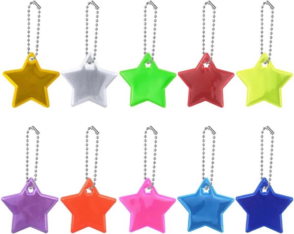 50 Stuks Veiligheidsreflector Hangers, Waterdichte Reflecterende Tas Hangers voor Wandelen, Fietsen en Feestjes met Kettingen en Bagagelabels (Multicolor)