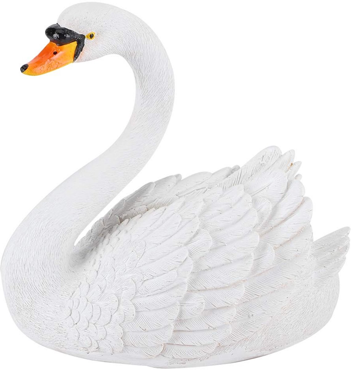 Dailygoods - Decor Beeldje - Drijvende Witte Zwaan - Levendige Tuin Decoratie - Wit - Simulatie Ornament - Voor Tuin en Vijver - 28x27x16 cm