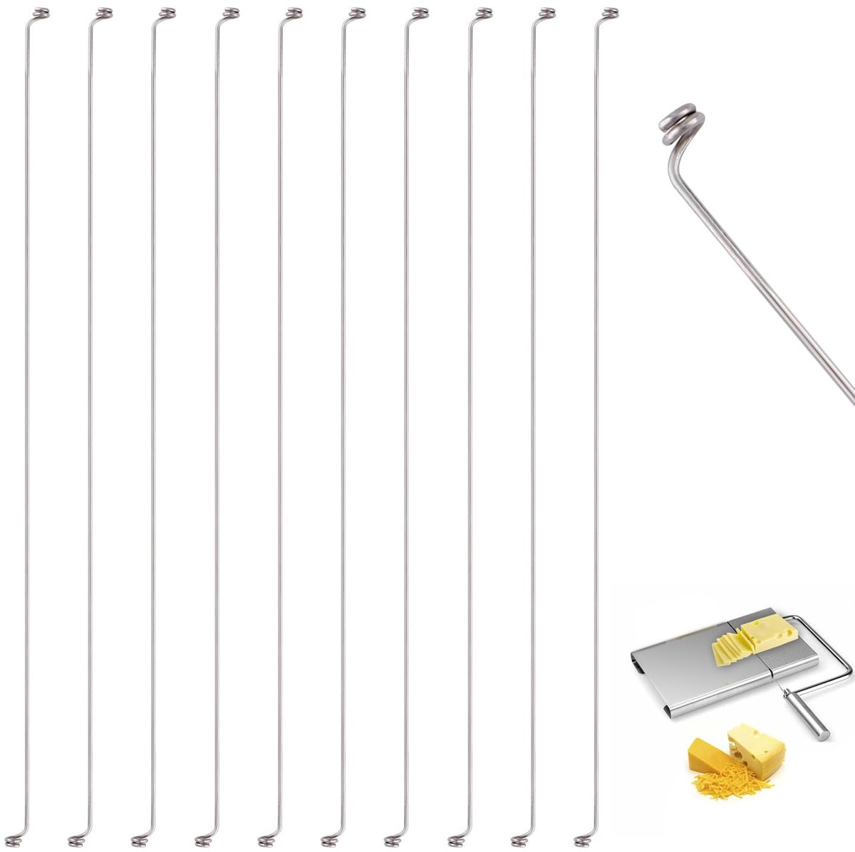 Dailygoods- Kaassnijdraden 10 Stuks - Vervangingsdraden - 14 cm - Voor Kaasschaaf - Voor Zachte Kazen - Scherpe Snijdraad - Kaasdraad