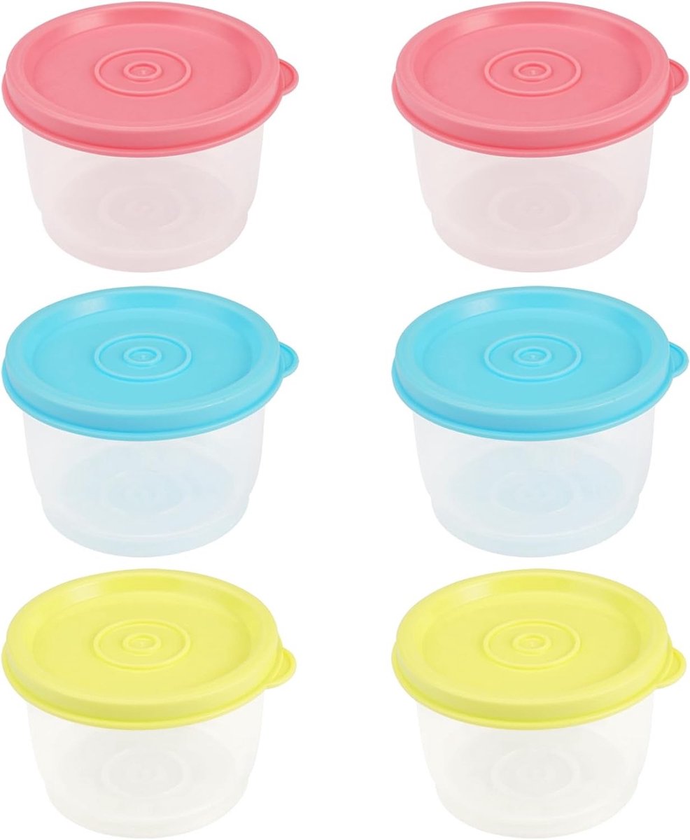 Set van 6 Kleine Opslagcontainers met Deksel voor Keuken en Vriezer, Lekvrij en Geschikt voor Magnetron (160 ml)