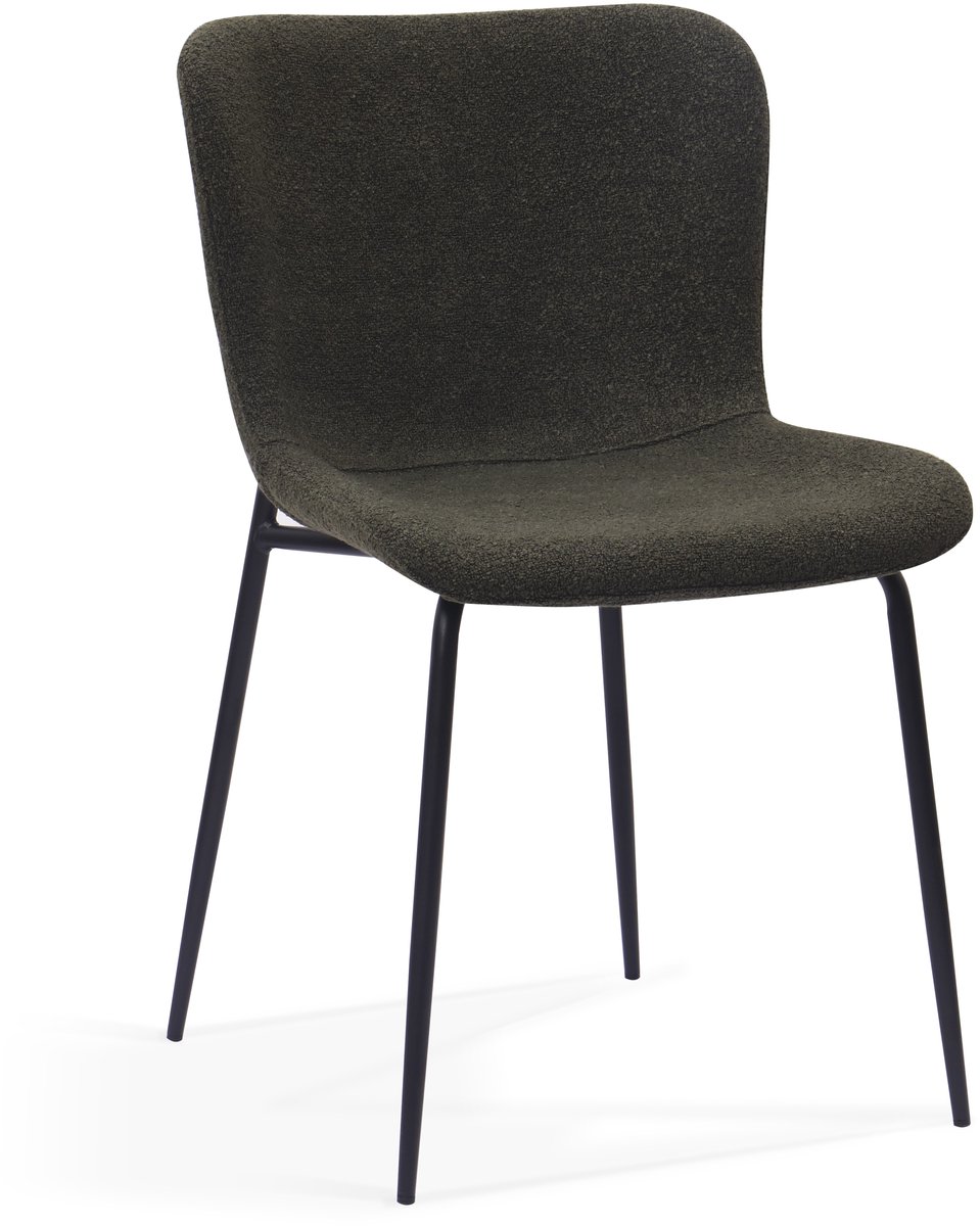 REDOM Eetkamerstoelen - Hoge Ronde Rugleuning - Stoffen Bekleding - Metalen Poten - Groen - 2-delige set Groente